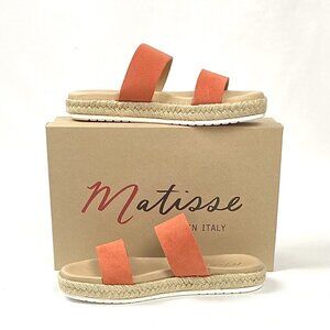 Matisse Mixer Orange Double Suede Leather Band Slide Sandal, 8